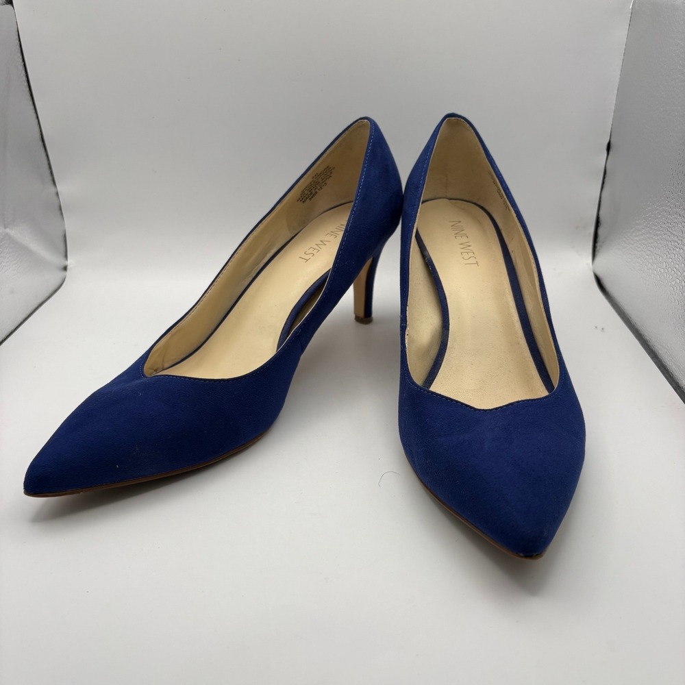 Nine West More Royal Blue Faux Suede Pointed Toe Stiletto Pumps Size 8M